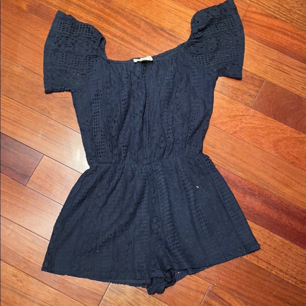 Navy Blue Lace Romper
